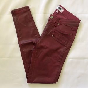 PAIGE burgundy wax coated jeans